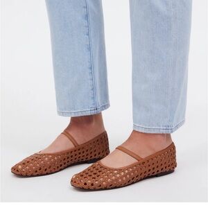 NEW Madewell Greta Ballet Open Weave Leather Flats Desert Camel NQ312 $148 9.5